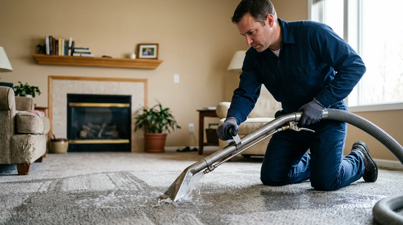 Water damage restoration technician working near Colton, CA